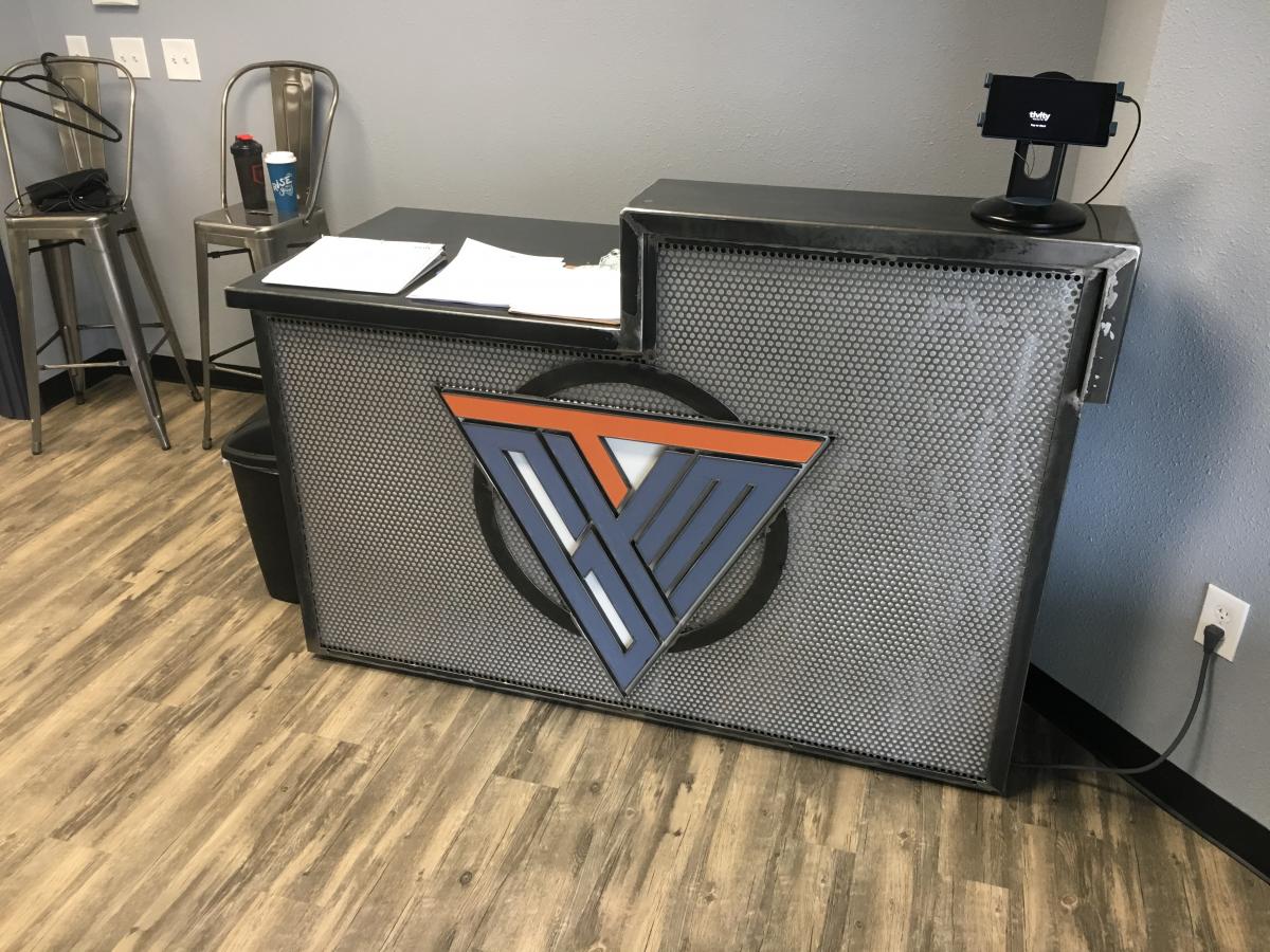 metal reception desk